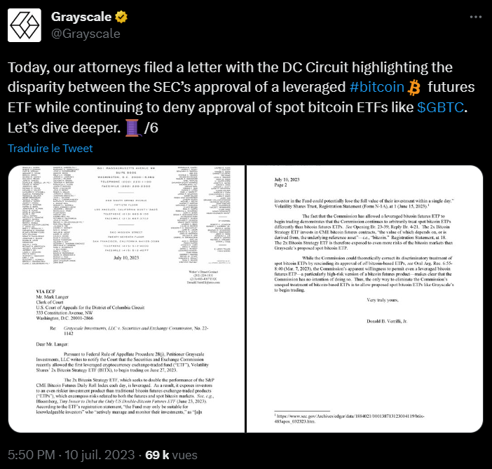 Pourquoi ? Pourquoi la SEC continue de refuser des ETF Bitcoin spot alors qu'elle accepte d'autres produits financiers a priori plus risqués ? Voilà la question posée par les équipes juridiques de Grayscale au régulateur américain. 