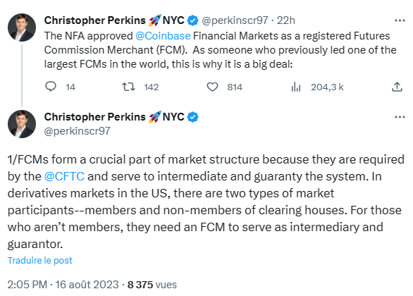 Coinbase obtient un précieux sésame FCM, qui lui permettra de diversifier son offre crypto aux USA dans les produits dérivés.