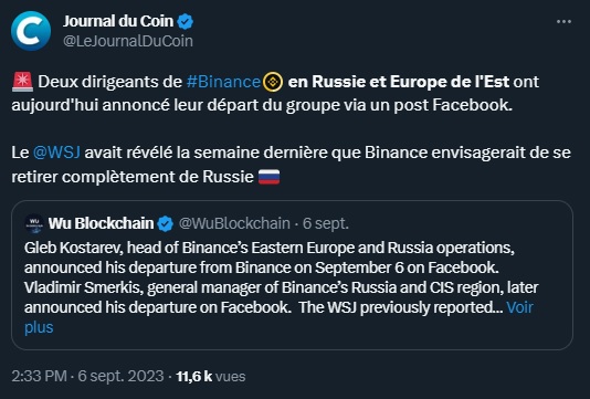 Face à la pression des USA, Binance réfrène ses activités crypto en Russie.