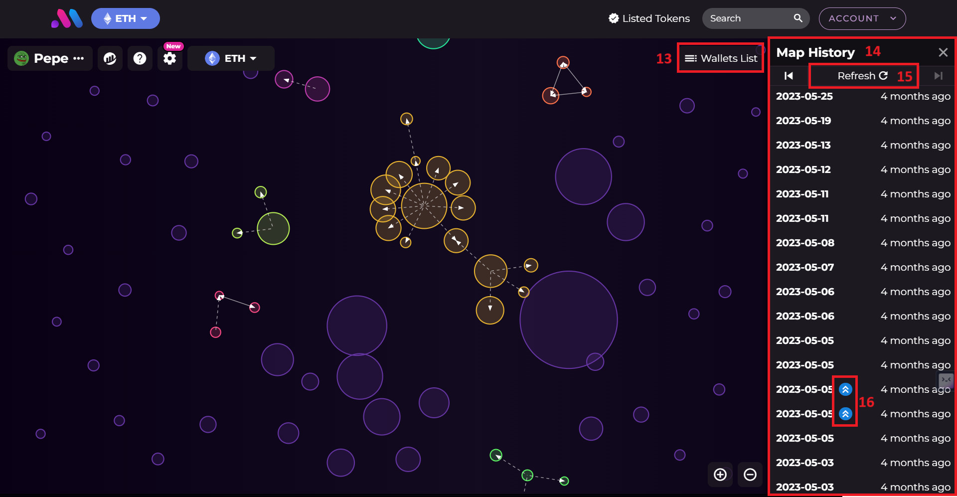 Historique d'un token sur Bubblemaps.io