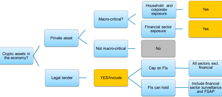 Le fond monétaire international propose différentes outils pour tenter de déterminer si le pays ou la zone géographique est exposée à un ou plusieurs risques systémiques liés à la cryptomonnaie ou au secteur dans son ensemble. 