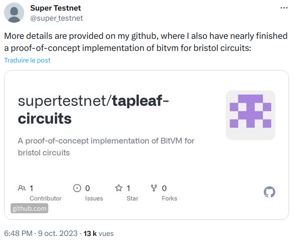 Super_Testnet présente son projet basé sur BitVM