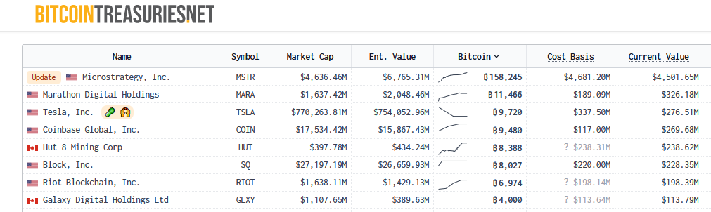 Tesla est le 3ème plus grand possesseur en Bitcoin parmi les « public companies ».